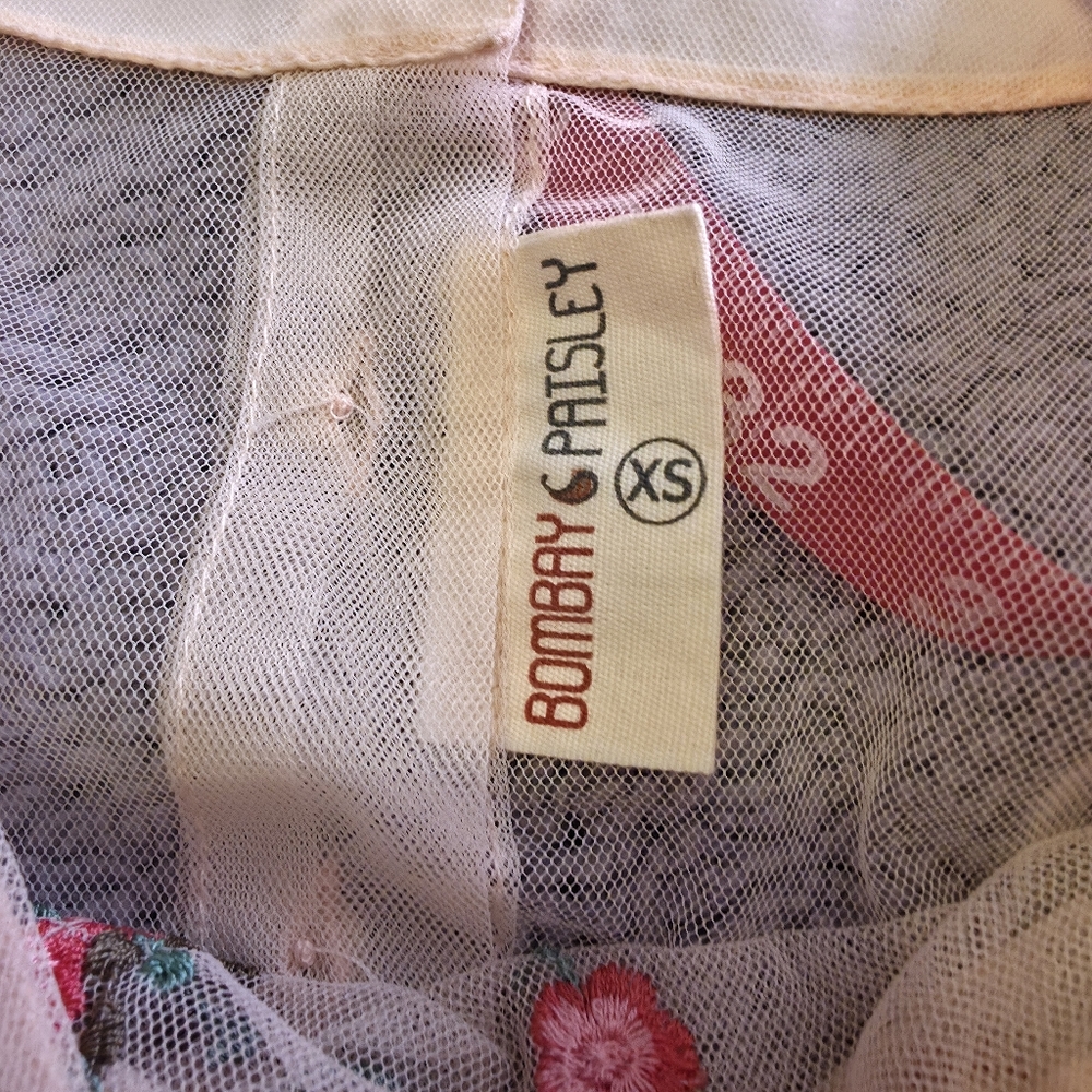 Floral Embroidered Nylon MeshTop - Peachy/Pink XS - Picture 9 of 12